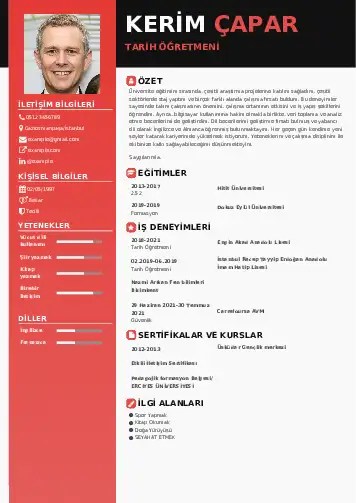 Tarih Öğretmeni Cv Örnekleri cv indir